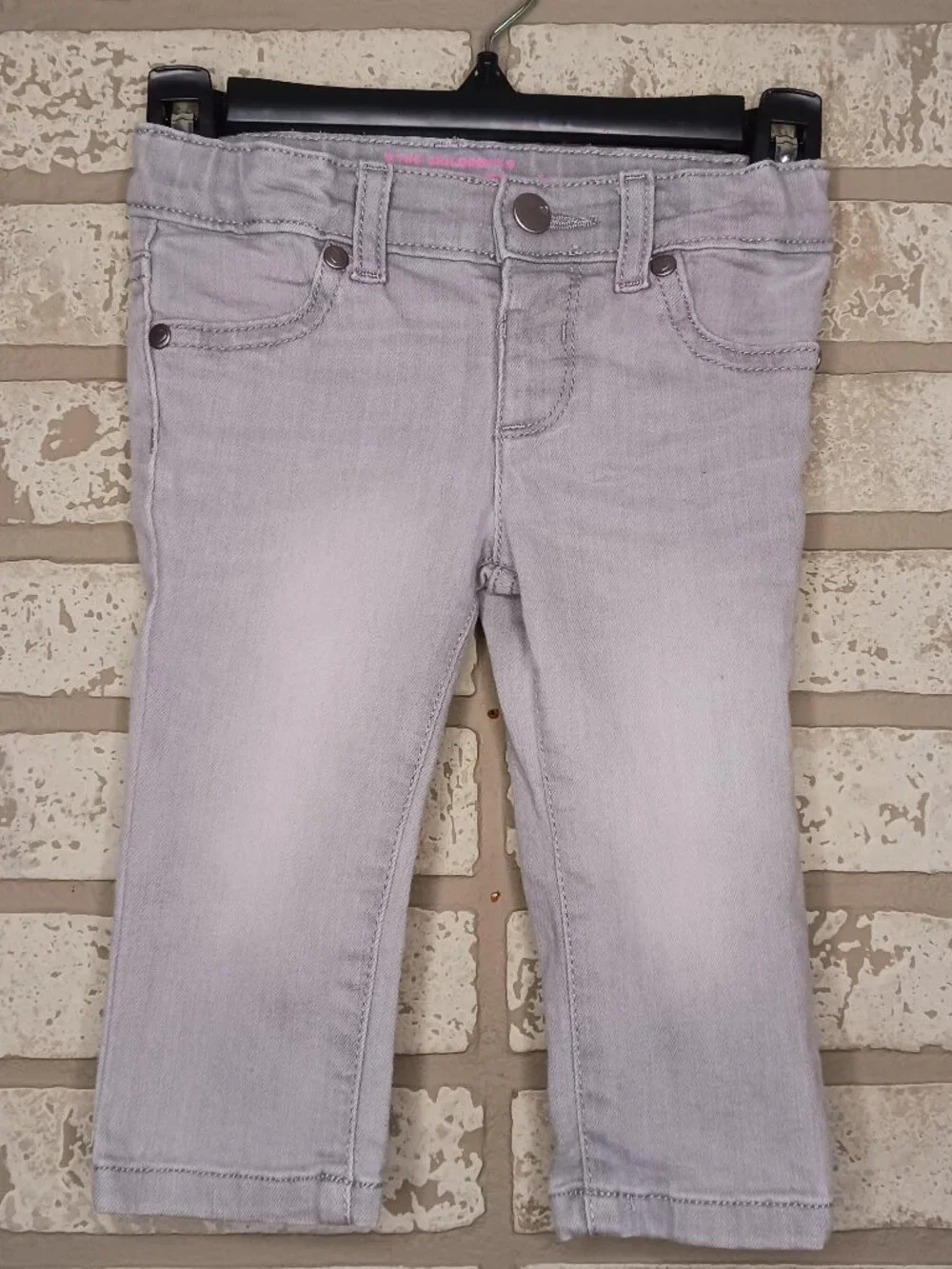 The Childrens Place Girls 12-18M Jegging Pants Jeans Gray Stretch Waist (Read)